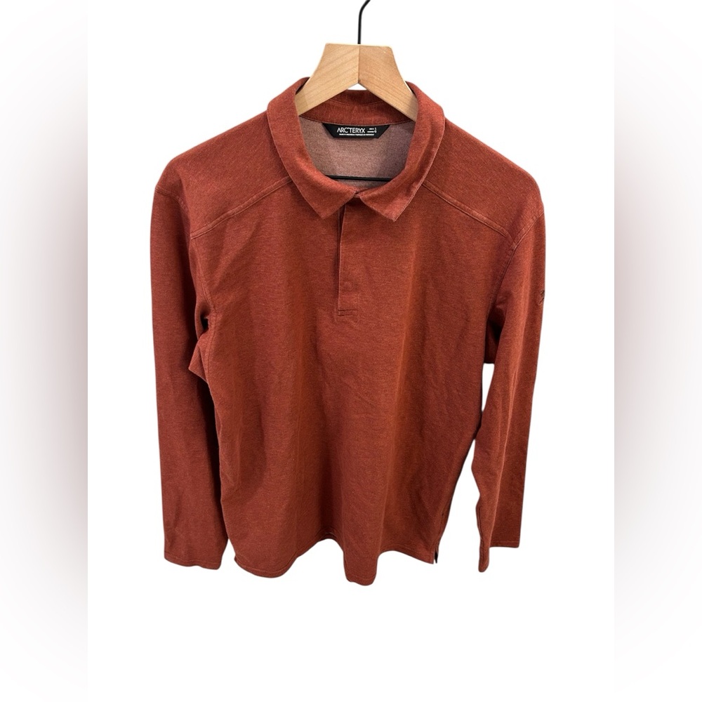 Arc'teryx Men's Captive Polo Shirt Large- Long Sleeve - Rust Orange